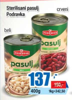 Sterilisani pasulj Podravka