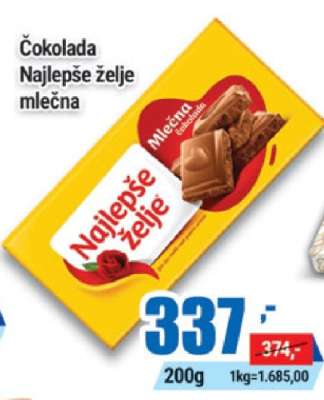 Čokolada Najlepše želje mlečna
