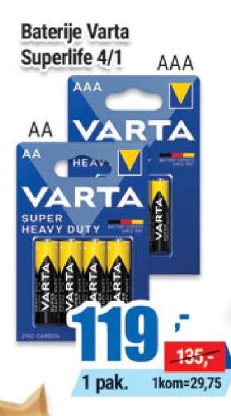 Baterije Varta Superlife 4/1