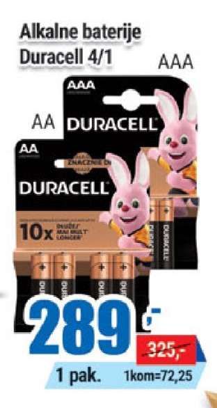 ALKALNE BATERIJE Duracell 4/1
