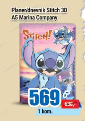 Planer/dnevnik Stitch 3D A5 Marina Company