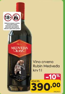 Vino crveno Rubin Medveđa krv 1 l