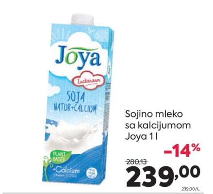 Sojino mleko sa kalcijumom Joya 1l