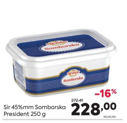 Sir 45%mm Somborska President 250 g
