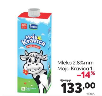 Mleko 2.8%mm Moja kravica, 1l