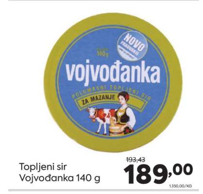 Topljeni sir Vojvođanka 140 g