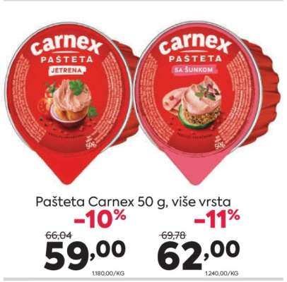 Pašteta Carnex 50 g, više vrsta