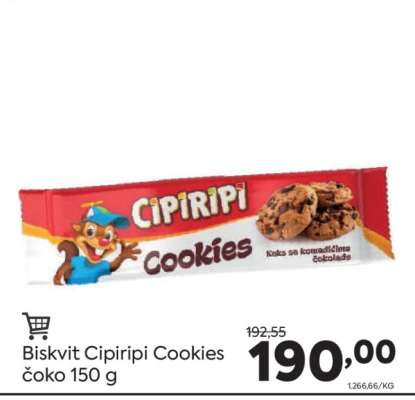 Biskvit Cipiripi Cookies čoko 150 g