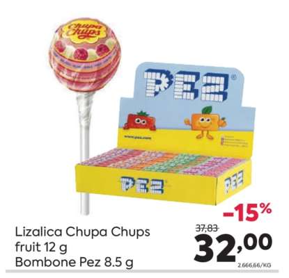 Lizalica Chupa Chups fruit 12 g Bombone Pez 8.5 g