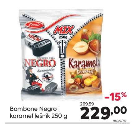 Bombone Negro i karamel lešnik 250 g