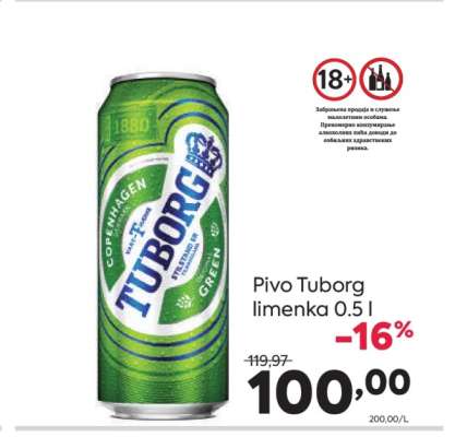 Pivo Tuborg limenka 0,5 l