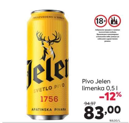 Pivo Jelen limenka 0.5 l