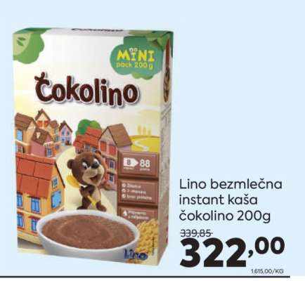 Lino bezmlečna instant kaša čokolino 200g