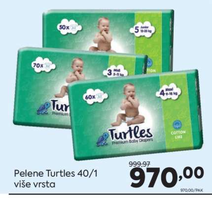 Pelene Turtles 40/1 više vrsta