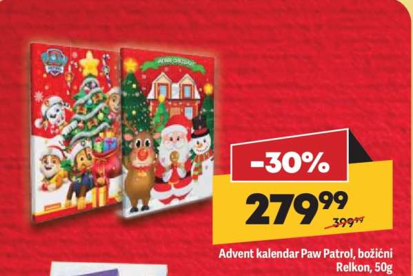 Advent kalendar Paw Patrol, božični Relkon, 50g