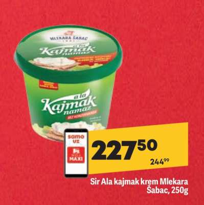 Sir Ala kajmak krem Mlekara Šabac 250g