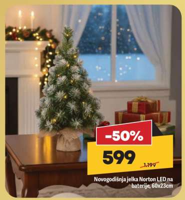 Novogodišnja jelka Norton LED na baterije, 60x23cm