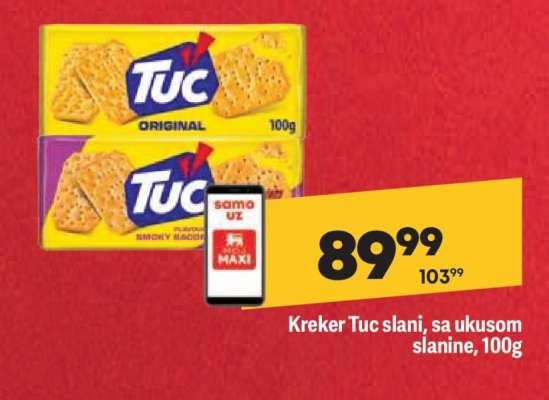 Kreker Tuc slani, sa ukusom slanine, 100g