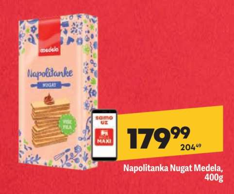 Napolitanka Nugat Medela 400g