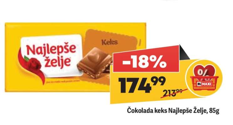 Čokolada keks Najlepše želje, 85g