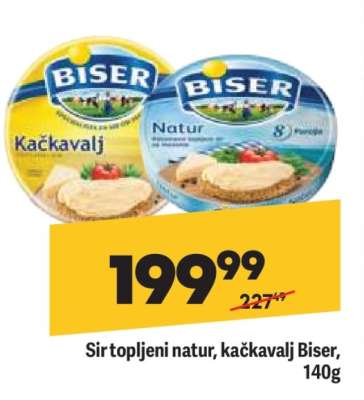 Sir topljeni natur, kačkavalj Biser, 140g