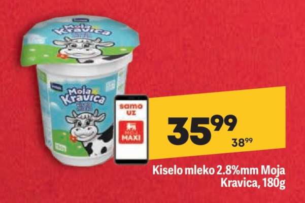 Kiselo mleko 2.8%mm Moja Kravica 180g