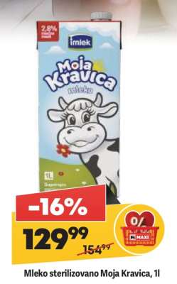 Mleko sterilizovano Moja kravica, 1l