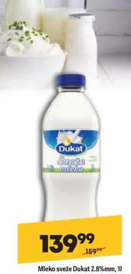 Mleko sveže Dukat 2.8%mm, 1l
