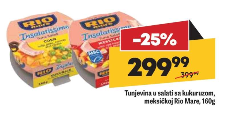 Tunjevina u salati sa kukuruzom, meksičkoj Rio Mare, 160g