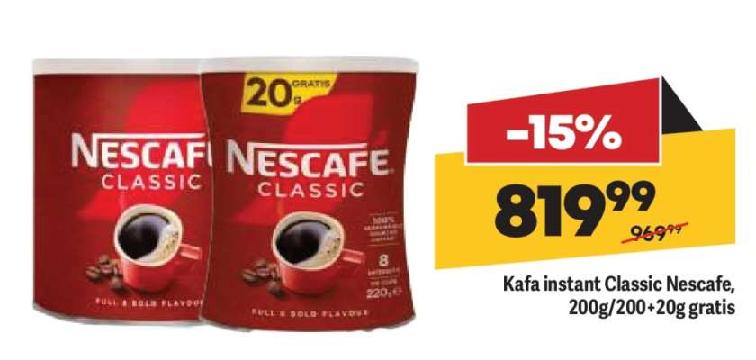 Kafa instant Classic Nescafe, 200g, 200+20g gratis