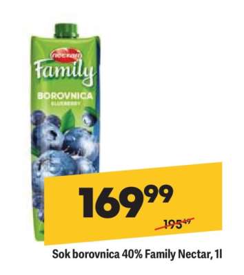 Sok borovnica 40% Family Nectar, 1l