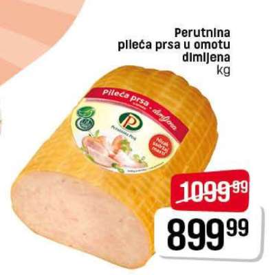 Perutnina pileća prsa u omotu dimljena