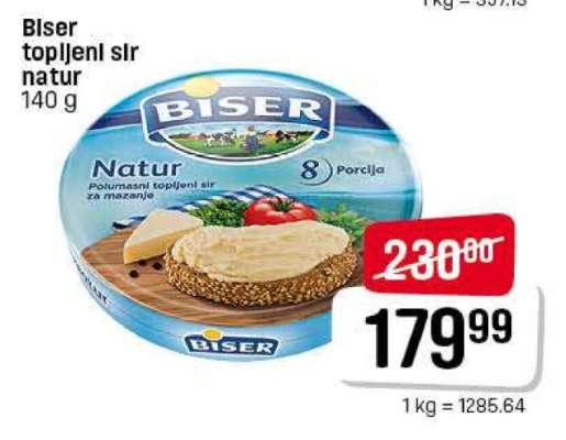 Biser topljeni sir natur