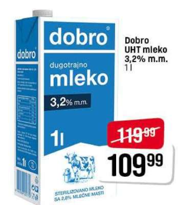 Dobro UHT mleko 3,2% m.m.