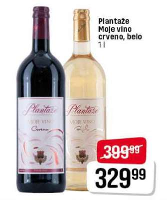 Plantaže Moje vino crveno, belo 1l