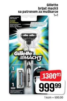Gillette brijač mach3 sa patronom za muškarce 1+1