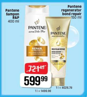 Pantene šampon R&P 400 ml a Pantene regenerator bond repair 150 ml