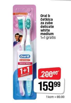 Oral B četkica za zube delicate white medium 1+1 gratis