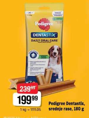 Pedigree Dentastix, srednje rase, 180 g