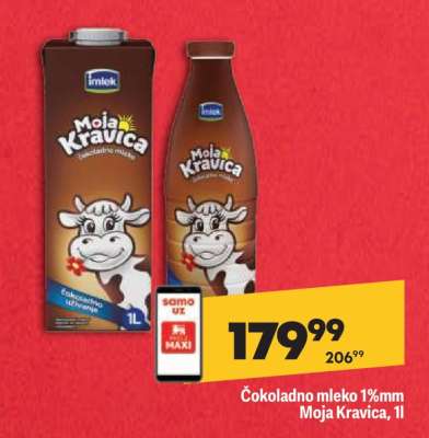 Čokoladno mleko 1%mm Moja kravica, 1l
