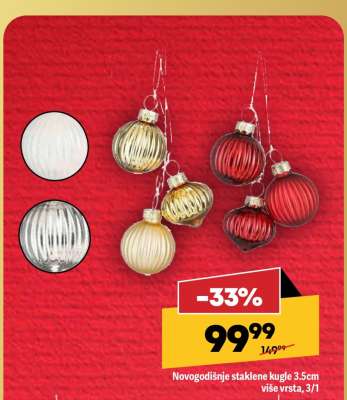 Novogodišnje staklene kugle 3.5cm više vrsta, 3/1