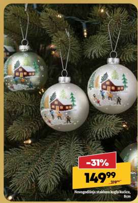 Novogodišnja staklena kugla kućica, 8cm