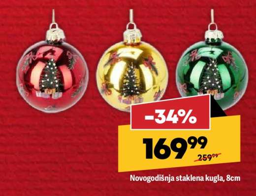 Novogodišnja staklena kugla, 8cm