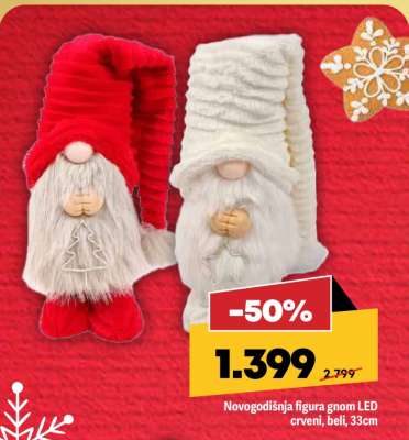 Novogodišnja figura gnom LED