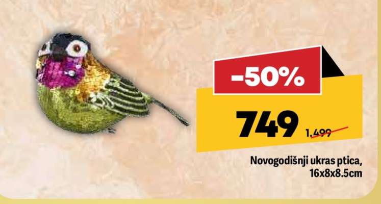 Novogodišnji ukras ptica