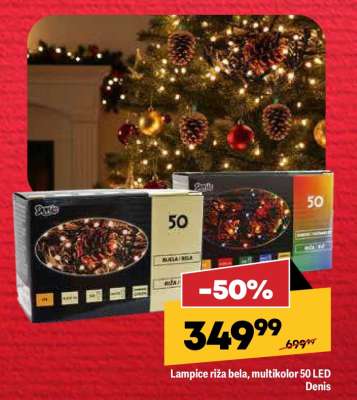 Lampice riža bela, multikolor 50 LED