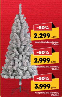 Novogodišnja jelka snežna bela, 215x96cm