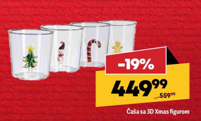 Čaša sa 3D Xmas figurom