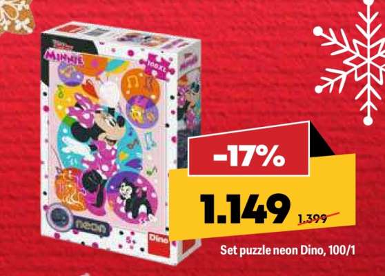 Set puzzle neon Dino, 100/1