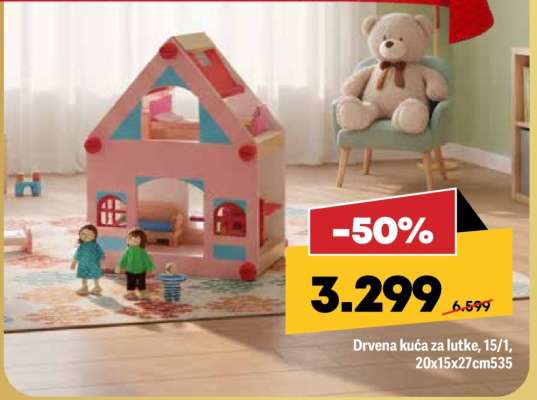 Drvena kuća za lutke, 15/1, 20x15x27cm535